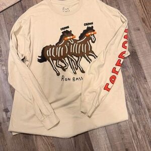 Beige Long Sleeve Shirt with Horse Graphic